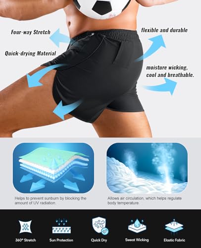 Niksa Shorts de corrida masculinos de 7,6 cm para treino atlético com bolsos com zíper, shorts leves