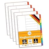 perfect line Ordner-Register DIN-A4, 12-teilig, 5er Set, Karton, MADE IN GERMANY