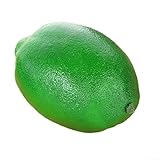 Honseadek Juego de decoración de frutas artificiales con manzanas, naranjas, limones y plátanos realistas para el hogar, cocina, mesa y arreglo decorativo (lima)
