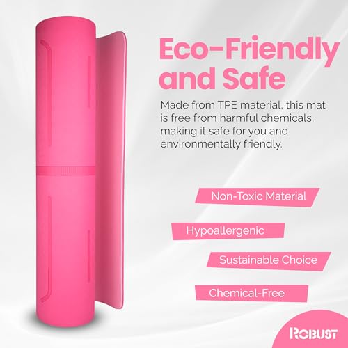 Robust Non-Slip Yoga Mat with Strap, TPE Eco-Friendly Workout Mat for Yoga with Position Lines and Texture Surface, Gym Mat for Women Men, Pilates and Exercises Anti Tear Sweat Proof Exercise Mat - Thumbnail 5