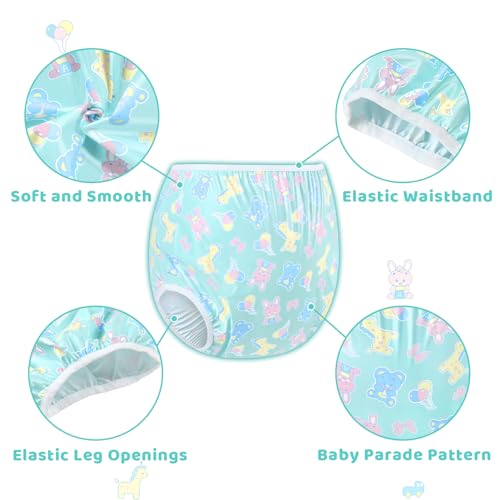 Image of LittleForBig Washable Reusable Waterproof Adult Plastic Pants Pull Up Diaper Cover - Full Print Baby Parade L