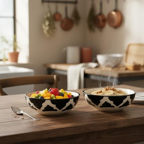 Image of Dessert Bowls Small Cereal Little Kitchen Bowls for Rice, Soup, Snack, Ice Cream, Side Dishes Stackable, Easy to Use, and Comfortable for Daily Dining - Dinnerware Table (Black, Set of 4)