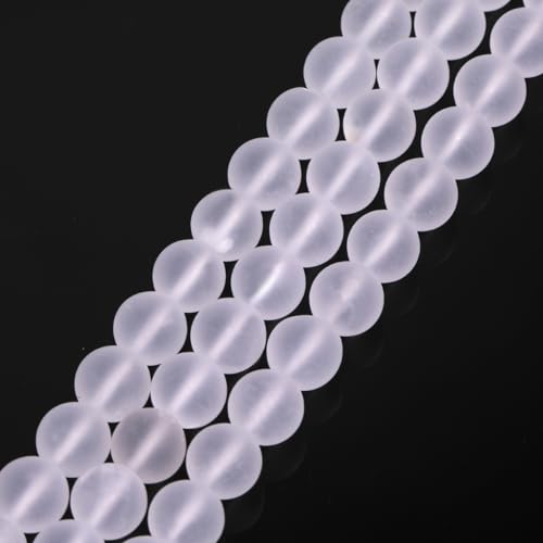 SHGbeads 10mm Frost Matte Rock White Quartz Crystal Semi Precious Gemstone Round Loose Beads for Jewellery Making DIY Handmade Craft Supplies 15"