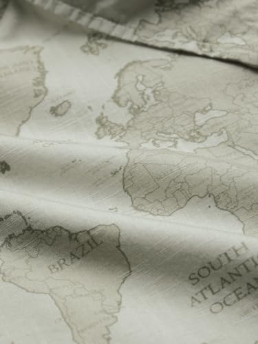 Image of The Souled Store The Map Men and Boys Long Sleeve Button Front All Over Printed Relaxed Fit Shirts