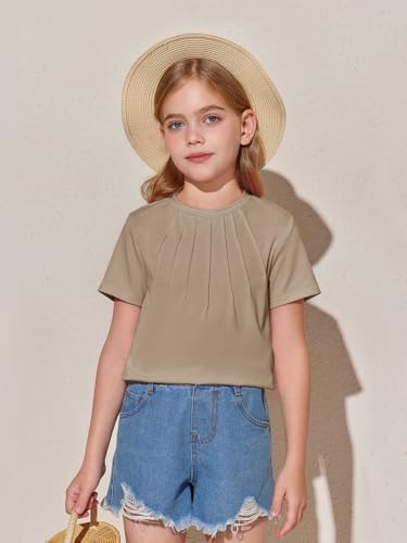 Image of Haloumoning Girls Pleated T Shirts Kids Summer Short Sleeve Fashion Tops Tees 5-14 Years