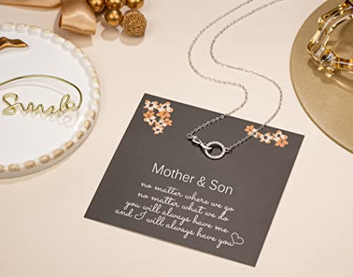 Mother Son Necklace, 925 Sterling Silver Infinity with CZ Circle Pendant, Mother’s Day Gifts for Mom from Son, Mama Necklace 6