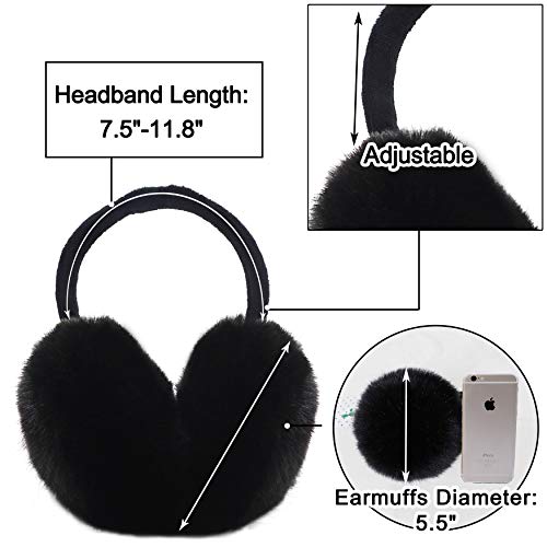 Bienvenu Women's Earmuffs for Winter, Adjustable Faux Fur Ear Muffs, Outdoor Headband Fuzzy Earwarmer