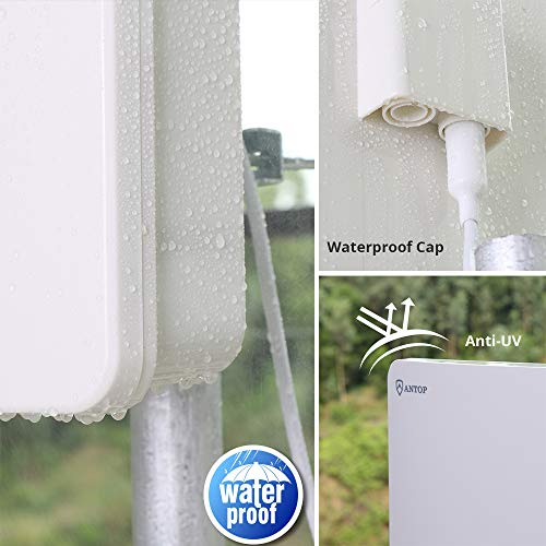 ANTOP ANTENNA “Big Boy” AT-400B Flat Panel HDTV Antenna with Smartpass Amplified Outdoor/Indoor,80 Miles Range Support 4K 1080p Channels & All Older TV's for Outdoor, Attic,40ft Coax Cable