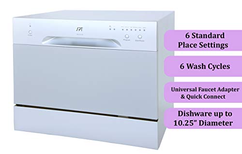 SPT SD-2213S ENERGY STAR Compact Countertop Dishwasher - Portable Dishwasher with Stainless Steel Interior and 6 Place Settings Rack Silverware Basket for Apartment Office And Home Kitchen, Silver - Thumbnail 3