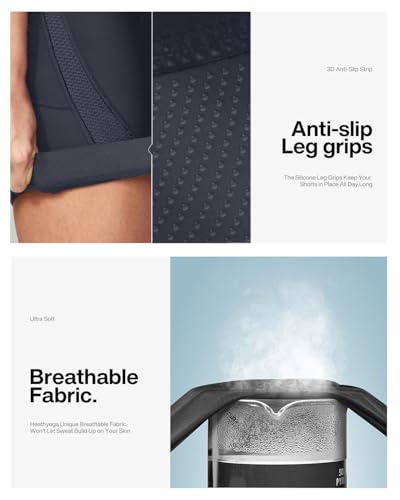 Heathyoga Feminino Shorts De Ciclismo Acolchoados 4D Com Bolsos, Ciclismo, Ciclista, Cinza, Tamanho