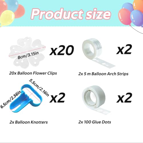 Balloon Arch Kit Includes 20 Flower Clips, 2 Balloon Tie Tools, 2 Arch Strips, 32.8 Feet of Balloon Tape, and 200 Glue Points for Easy DIY Balloon Arch Decorations - Image 3