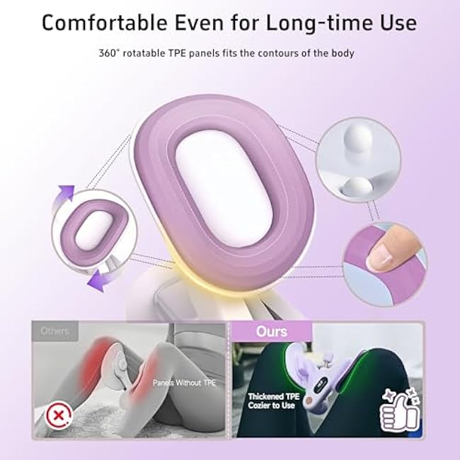 Thigh Master Upgraded, Purple Inner Thigh Exerciser with LED Display, 0-70lb Adjustable Inner Thigh Exerciser, Pelvic Floor Muscle Trainer, 360¡ãHip Trainer for Women Postpartum Recovery (Purple)