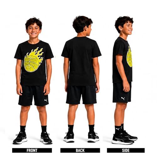 Image of PUMA Boys T-Shirts Athletic Crewneck Short Sleeve Tees (Sizes S-XL) | Soft Breathable Cotton Blend, Comfortable Casual Fit, Great for School, Play & Everyday Wear