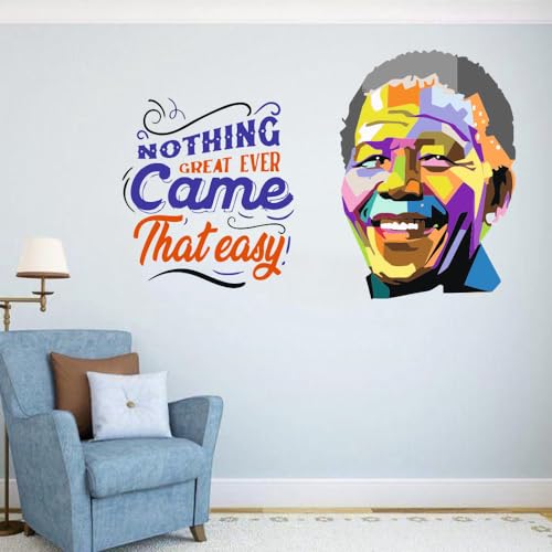 Image of Nelson Mandela Nothing Come Quotes Office - Inspirational - Motivational - Quotes - Wall Sticker for Kids Room, Living Room, School, Library (Size - 78CM X 121CM)