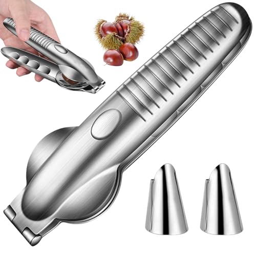 Moguri Cascanueces De Acero Inoxidable 304 con Mangos Antideslizantes, Incluye Dos Protectores De Dedos De Acero, Ideal para Nueces Y Avellanas