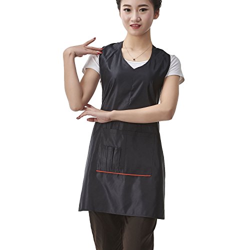 Salon Professional Barber Hair-cutting Apron, Colorfulife Adult Coloring Styling Aprons with Pocket Hairdresser Stylist Wai Cloth Boutique Hairdressing Wrap T005 (Black)
