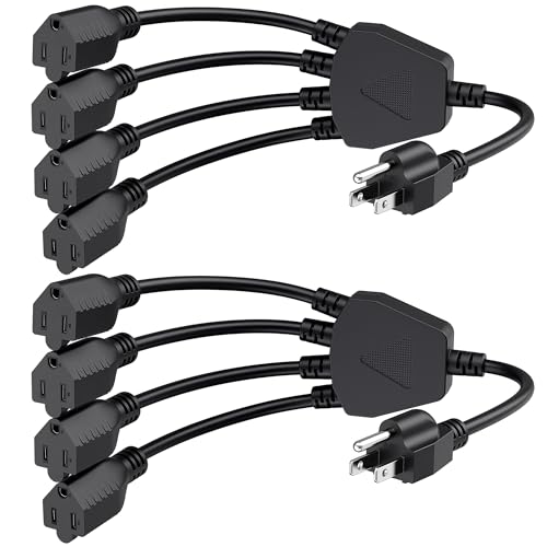Cable Matters 2-Pack 4 Outlet Power Splitter Cord -...