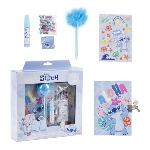 CERDÁ LIFE'S LITTLE MOMENTS Set de papelería Stitch con diario, bolígrafo pompón, stickers, anillo, lápiz labial y accesorios Cuaderno Stitch – Diario Stitch ideal para escribir, decorar y regalar CERDÁ LIFE'S LITTLE MOMENTS Set de papelería Stitch con diario, bolígrafo pompón, stickers, anillo, lápiz labial y accesorios Cuaderno Stitch – Diario Stitch ideal para escribir, decorar y regalar