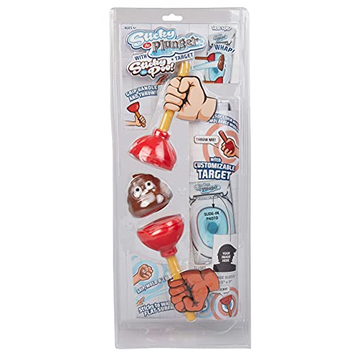 Hog Wild Sticky The Plunger with Photo Target and Sticky Poo - Squishy Toy Splats and Sticks to Flat Surfaces - Includes 2 Plungers - 4+…
