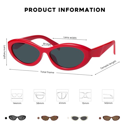 Image of mosanana Oval Cat Eye Sunglasses for Women Retro Y2K Style MS52372 | Geometric Stylish Temples, UV400 Protection, Designed for Daily Outfits, Travel and Fashion Looks