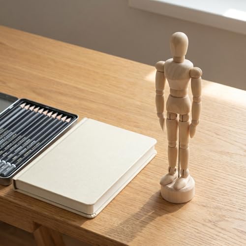 Image of DOITOOL 4.5 Inch Artists Wooden Manikin, 9 Pack Wooden Drawing Mannequin with Joints, Artist Manikin with Stand, Flexible Posable Figure Model, Art Anatomy Sketch Props, Jointed Desktop Decoration