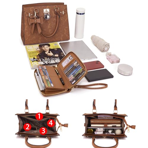 Image of Qiyuer Cute Purses Wallet Set For Women Handbags Satchel Tote Shoulder Bag | Affordable Luxury, Ideal Gift, Large Clutch Wallet, 2PCS, Sturdy Structured, Stylish, PU, Practical & Roomy for Daily & Work