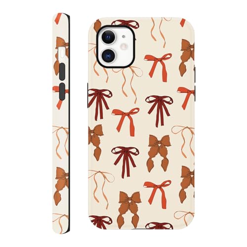 Coque iPhone 11 marron à motif nœud d'automne en TPU mat Coque2in1