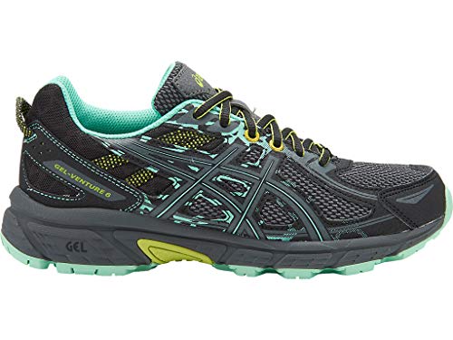 ASICS Women's Womens Gel-Venture 6 Athletic Shoe, Black/Carbon/Green, 8.5 Medium US