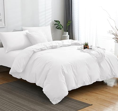 Housse de couette en coton imperméable et respirante avec fermeture éclair, lavable, blanche, 145 x 200 cm Housse de couette en coton imperméable et respirante avec fermeture éclair, lavable, blanche, 145 x 200 cm
