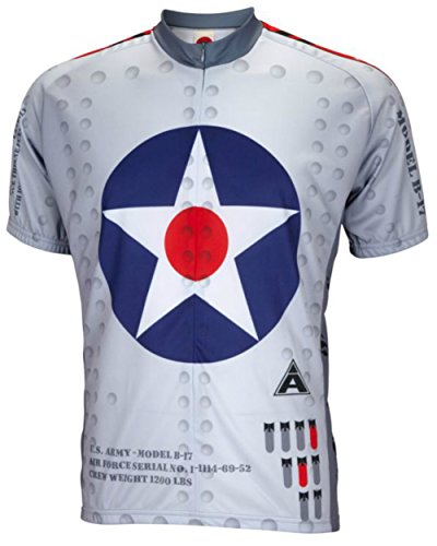 World Jerseys Men's B-17 Flying Fortress Cycling Jersey Large Gray