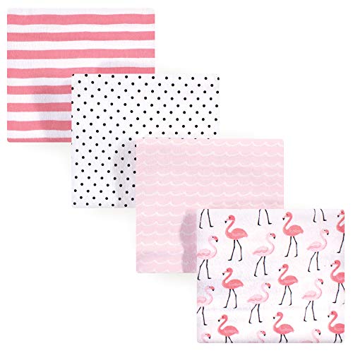 Image of Hudson Baby Unisex Baby Cotton Flannel Receiving Blankets Bundle Set, Flamingos Narwhal, One Size