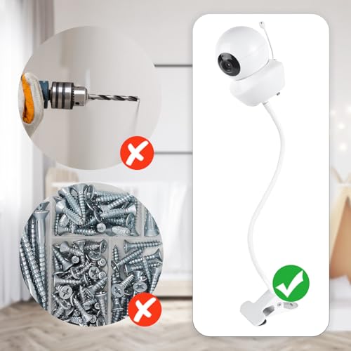 Flexible Baby Monitor Clip Mount Compatible with Infant Optics DXR-8 Pro, Nanit Pro, Owlet, Eufy, HelloBaby, Motorola, Vtimes, Arenti, VTech, Babysense and Other Baby Camera with 1/4 Screw Hole - Thumbnail 5