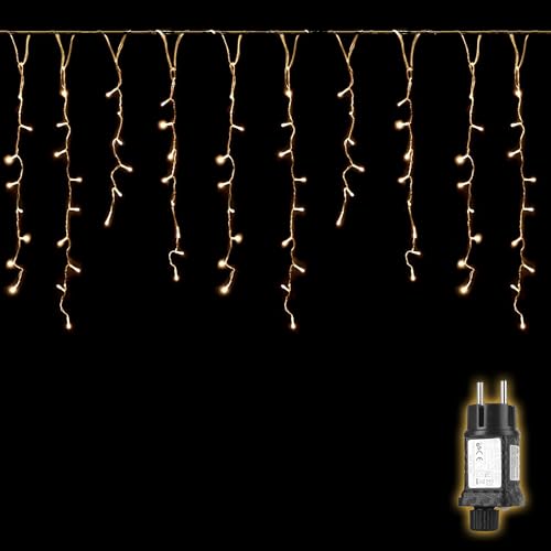 SALCAR LED Eisregen Lichterkette Außen 2m, 80er LED Lichtervorhang...