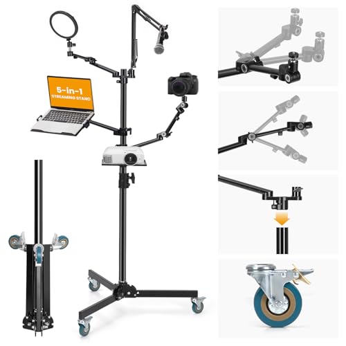 TARION Live Streaming Stand with Wheels - 61'/155cm 5-in-1 Stream Stand Equipment Kit: 1 Mic Boom +...