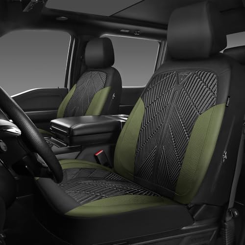 Image of CAR PASS Waterproof Car seat Covers Front Seats Covers Neoprene Wetsuit, All-Weather Non-Slip Durable,Universal Fit for SUV Sedans Trucks Vans Automotive,Armrest Airbag Compatible,Emboss 2 Black Green