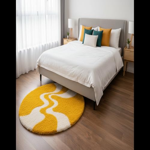 Image of Vintage Threads (Yellow 3D 4x4 Ft Shaggy Carpet for Living Room & Bedroom | Ultra Soft Plush Long Pile Rug | Thick Fluffy 3D Modern Floor Carpet | Cozy Luxury Home Decor Rug