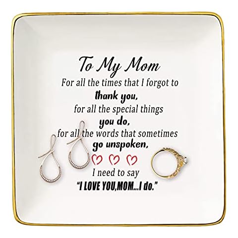 Mother's Day Gift for Mom from Daughter Son-to My Mom-Thank You Gift for Mother-Ceramic Jewelry Tray,Trinket Holder,Ring Dish-Christmas Gift-Birthday Gifts-Mom Gift-Mother Gift-I Love You,Mom Cover