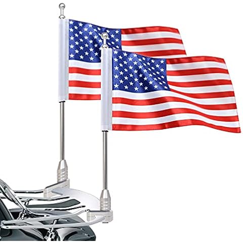 Vertical Motorcycle Flag Pole Rear Side Mount Luggage Rack for Honda Gold Wing Gl1500 Gl1200 Gl1800 2001-2012, Chrome Flagpole Bracket American Flag Cover