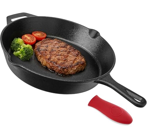 Winsoyya Pre-Seasoned Cast Iron Skillet Pans 30 cm Kitchen Frying Pan Nonstick Cookware Chefs Pan with Silicone Handles for All Types of Stove Oven Campfire and Grill
