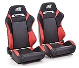 Fantastischer Racing-Look Ergonomische FK Seats Halbschalensitze Set Frankfurt Kunstleder schwarz/rot