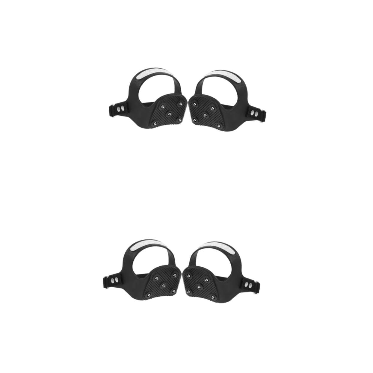 COLLBATH 2 Pairs Outdoor Ice Cleat Spikes Silicone Spikes Shoes Safe Protect Crampons 5 Teeth Cleats Reflective Stripe for Hiking Climbing Jogging (Size Xl43-45)