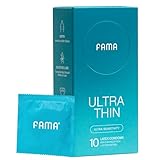 FAMA Ultra Thin Condoms – 0.04mm, Extra Lubricated, 25% Thinner Natural Latex, 36 Pack, FDA-Cleared, 53mm Diameter, Hypoallergenic, Odorless, Long-Lasting Comfort (10 Pack)