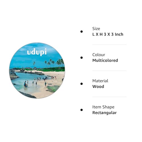 Image of BIRD'S MIND Udupi Fridge Magnet for Home Kitchen Door Refrigerator Door OfficeDoor Decor Wooden Travel Souvenir Gift L X H 3 X 3 Inch