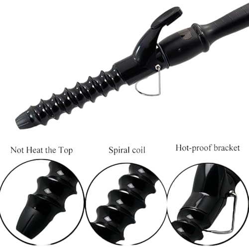 Image of Spiral Curling Iron 32mm /1.25 Inch Hair Curler Waver, 1 1 /4 Inch Electric Spiral Curling Wand for Long /Medium Hair, LCD Display Beach Waving Hair Curler Iron Dual Voltage