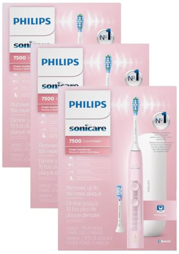 Image of Philips Sonicare ExpertClean 7500 Pink, Rechargeable Electric Power Toothbrush, HX9690 /07 (Pack of 3)
