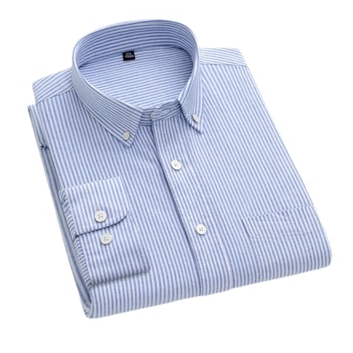 Adhdyuud, Camisa de manga larga para hombre, 100 % algodón Oxford, estilo primaveral, informal, para oficina, ajuste regular, 3XL