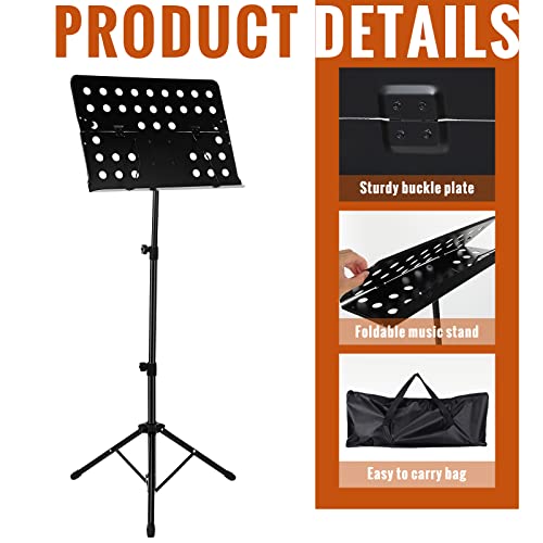 Fiada 2 Pack Adjustable Sheet Music Stand Portable Professional Music Stand Music Holder With Carrying Bag Height Adjustable Sheet Music Stand Folding Music Stand For Instrumental Performance #TOP3
