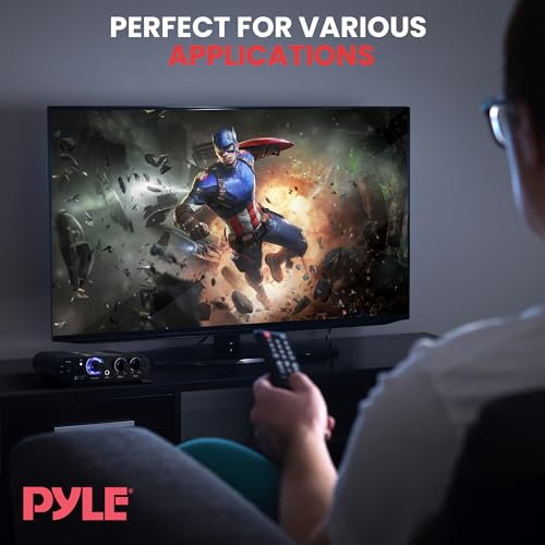 Pyle Wireless Bluetooth Home Audio Amplifier - 90W Dual Channel Mini Portable Power Stereo Sound Receiver w/ Speaker Selector, RCA, AUX, LED, 12V Adapter - For Smartphone PA, Studio Use - PFA330BT by Pyle - Image 7