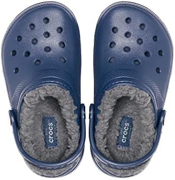 Crocs Unisex-Child Classic Lined Clog | Toddler Slippers, Navy/Charcoal, 6 Toddler | Image 4
