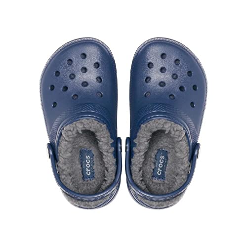 CROCS Classic Lined Clog T - Navy/Charcoal - C5 , 207009-459-C5, Kids Unisex , Navy/Charcoal , C5